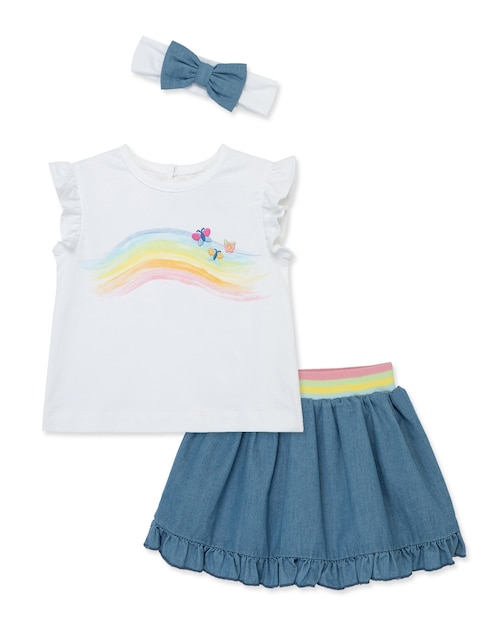 Conjunto Little Me de algodón para bebé niña 3 piezas