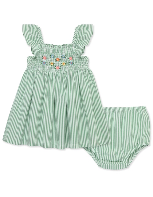 Vestido con calzón Little Me manga cap para bebé niña
