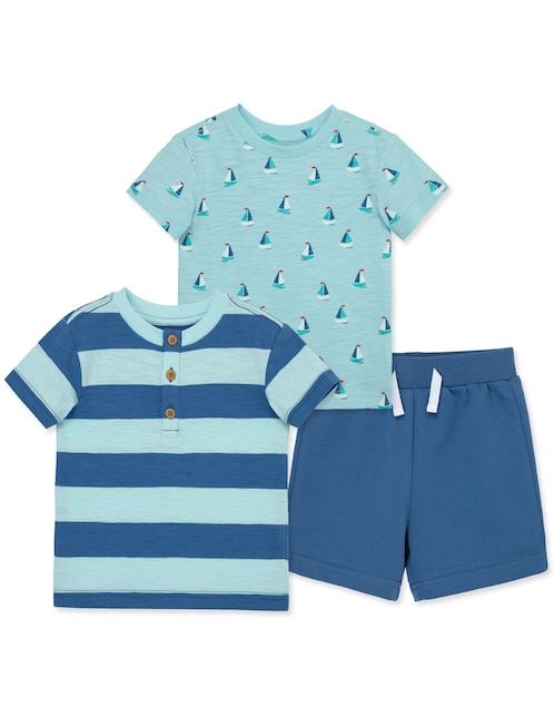 Conjunto casual Little Me de algodón para bebé niño 3 piezas