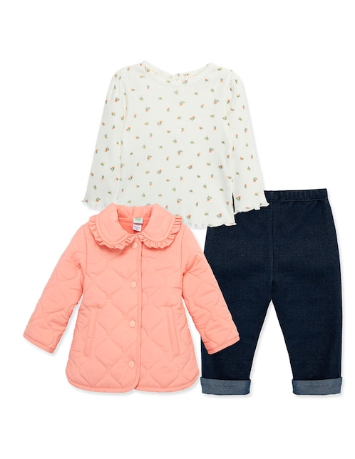 Conjunto Little Me de algodón para bebé niña 3 piezas