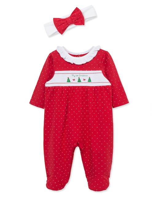 Mameluco navideño Little Me FW2024 de algodón para bebé niña