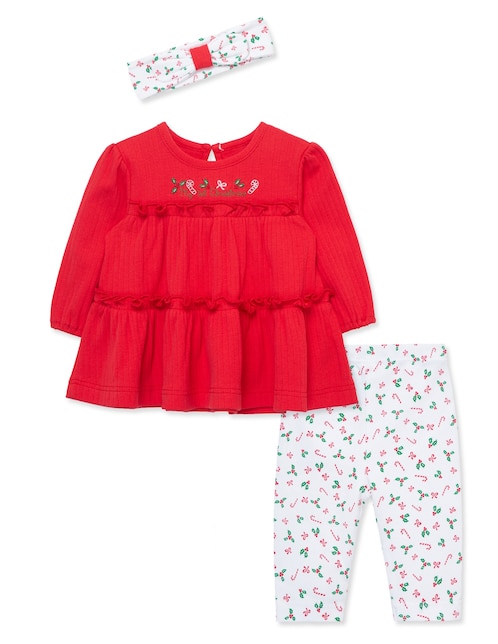 Conjunto Little Me FW2024 de algodón para bebé niña 3 piezas