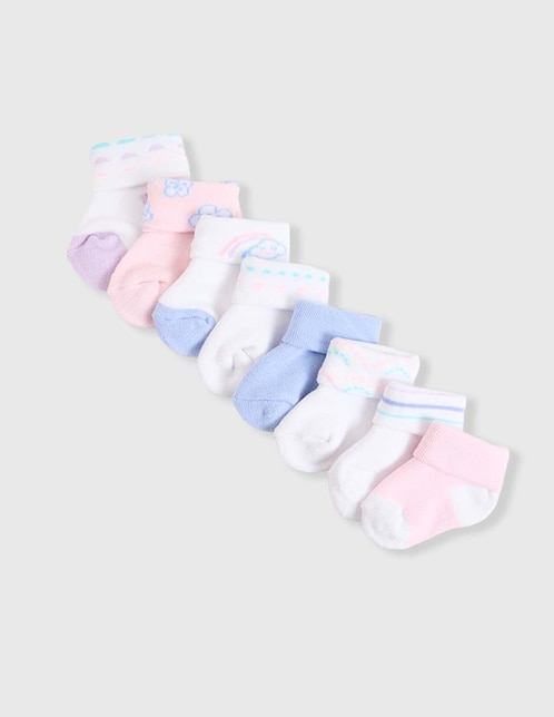 Set de calcetín Mon Caramel Basics de algodón para bebé niña 8 pares
