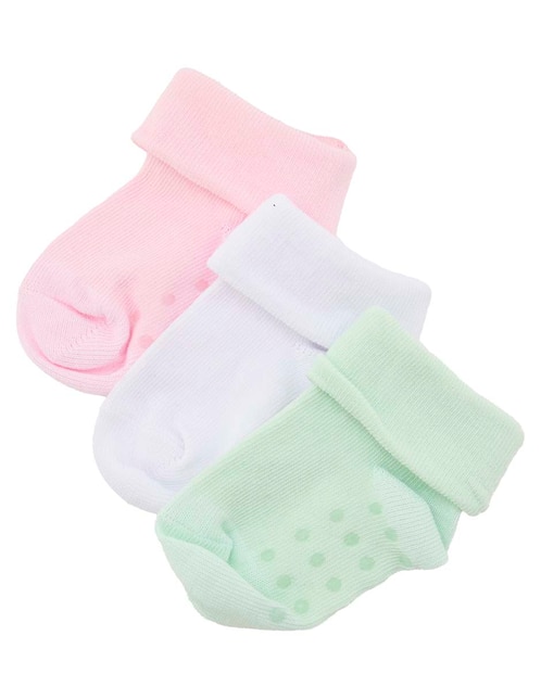 Set de calcetín antiderrapante Punto Blanco de algodón para bebé niña 3 pares