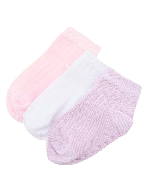 Set de calcetín antiderrapante Punto Blanco de algodón para bebé niña 3 pares