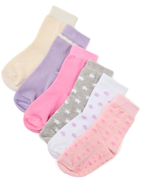 Set de calceta antiderrapante Punto Blanco de algodón para bebé niña 6 pares