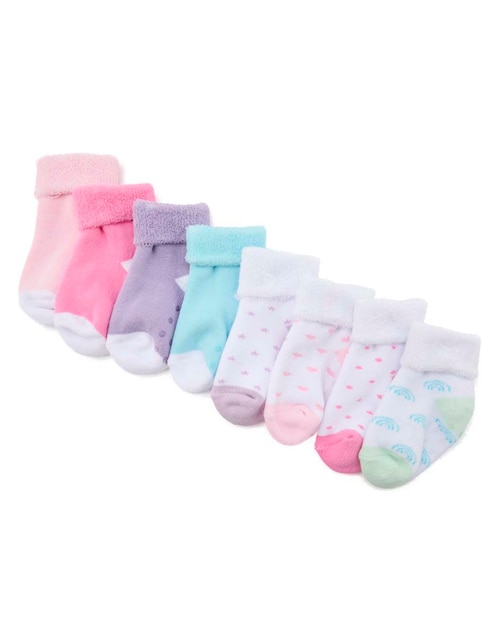Set de tín antiderrapante Punto Blanco de algodón para bebé niña 8 pares