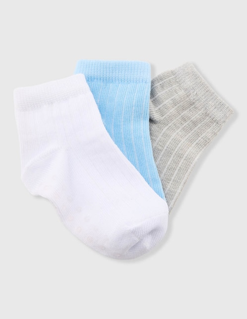 Set de calcetín antiderrapante Punto Blanco de algodón para bebé niño 3 pares