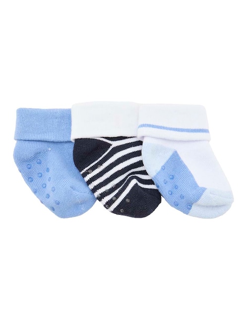 Set de tín antiderrapante Punto Blanco de algodón para bebé niño 3 pares