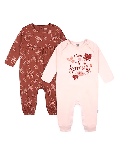 Set de mamelucos Gerber de algodón para bebé niña