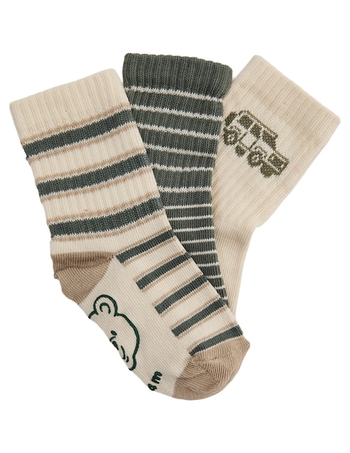 Set calcetín atiderrapante Punto Blanco de algodón para bebé niño 3 pares