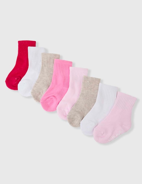 Set de calcetín antiderrapante Little Me de algodón para bebé niña 8 pares