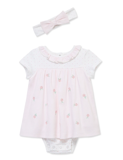Vestido pañalero con accesorio para el cabello de algodón 1