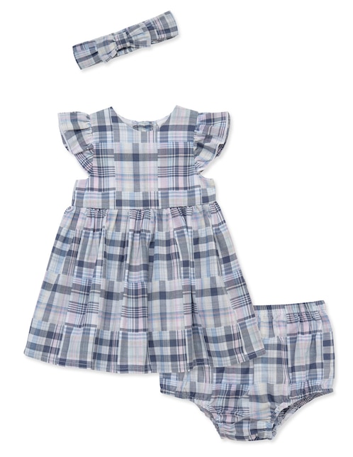 Set vestido Little Me manga regular para bebé niña