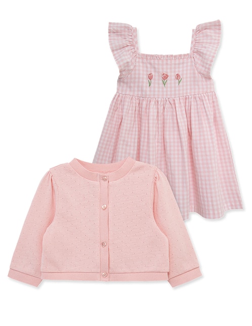 Conjunto vestido Little Me manga regular para niña