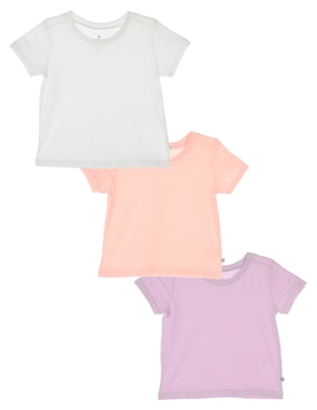 Set Camiseta Cuello Redondo Honest Para Bebé Niña