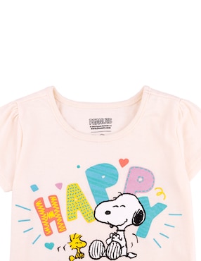Playera Baby Creysi Collection Peanuts manga corta para bebé niña