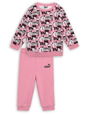 Conjunto Puma Minicats Aop Crew Jogger FL Para Bebé Niña 2 Piezas