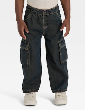 Jeans cargo amplio Cat & Jack lavado obscuro para niño