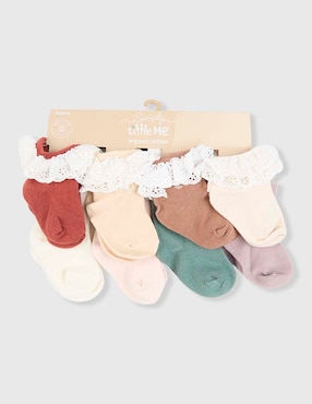 Set de calcetín Little Me de algodón para bebé niña 8 pares
