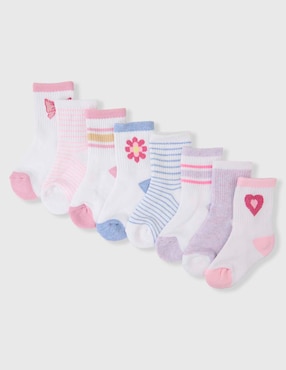 Calcetín Mon Caramel Basics de algodón para bebé niña 8 pares