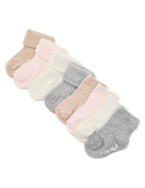 Set de calcetín antiderrapante Little Me de algodón para bebé niña 8 pares