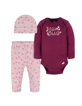 Conjunto Gerber de algodón para bebé niña 3 piezas