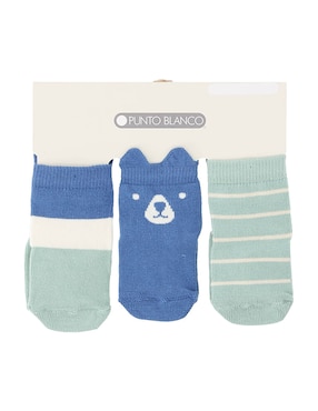 Set de calcetín Punto Blanco de algodón para bebé niño 3 pares