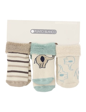 Set de calcetín Punto Blanco de algodón para bebé niño 3 pares