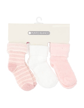 Set de calcetín antiderrapante Punto Blanco de algodón para bebé niña 3 pares