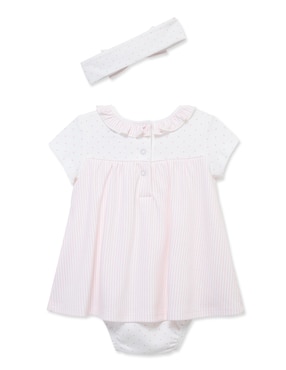 Vestido pañalero Little Me con accesorio para el cabello de algodón
