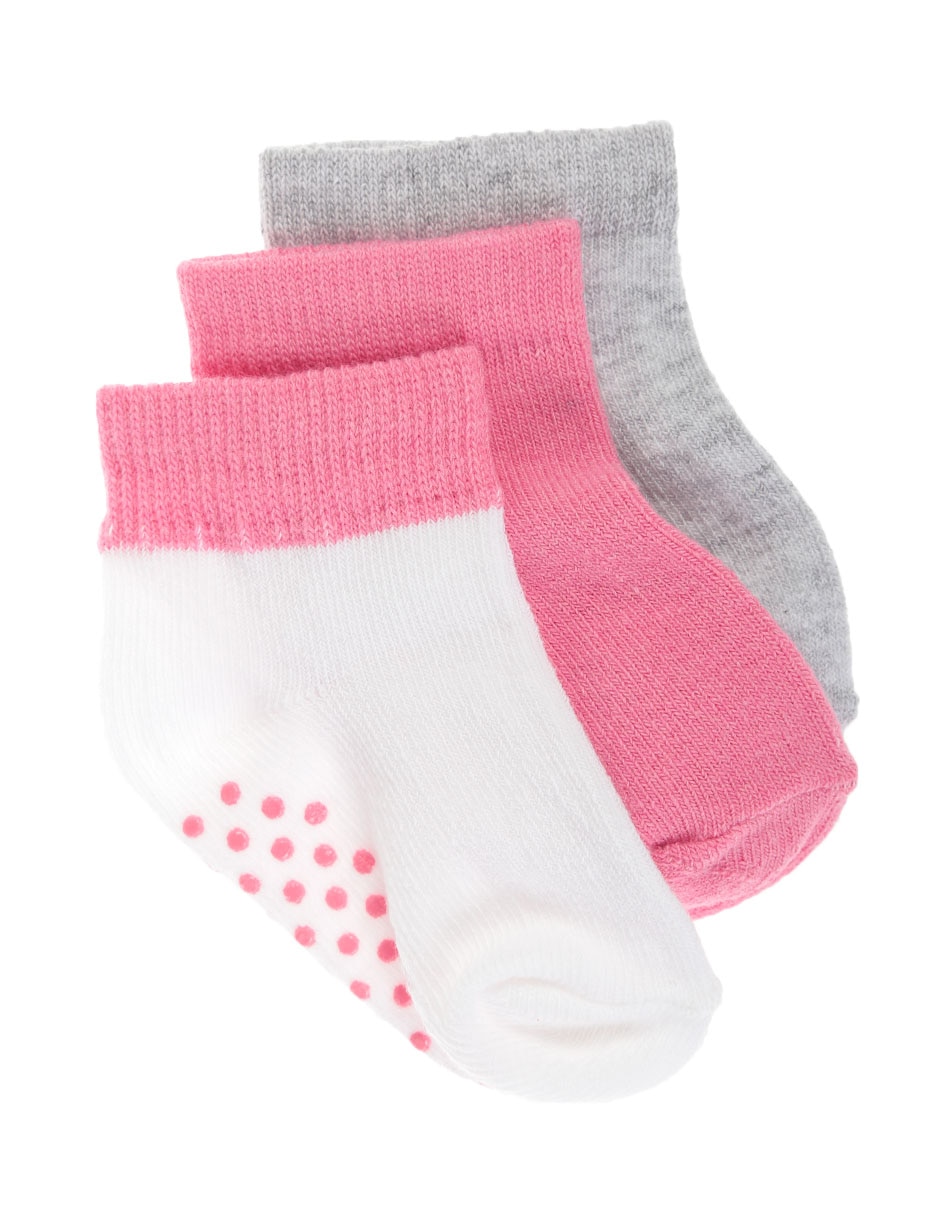 Set tin antiderrapante de algodón para bebé niña 3 pares