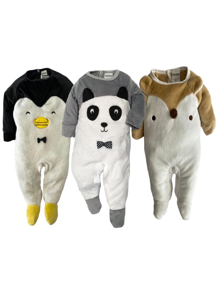 Set de mamelucos Kiss Pingüino, Panda, Zorrito para bebé Liverpool.com.mx