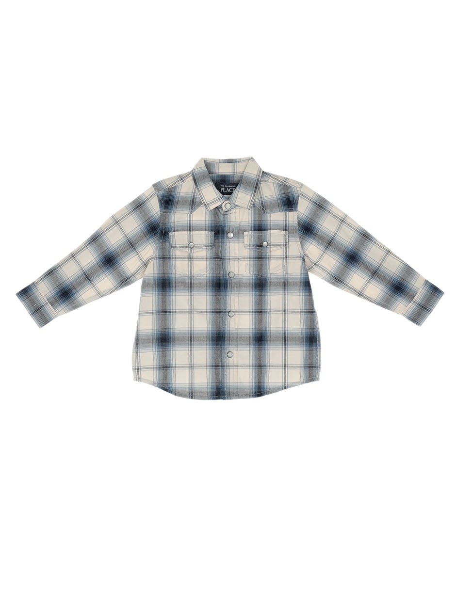 Camisa casual de algodón manga larga para niño 1