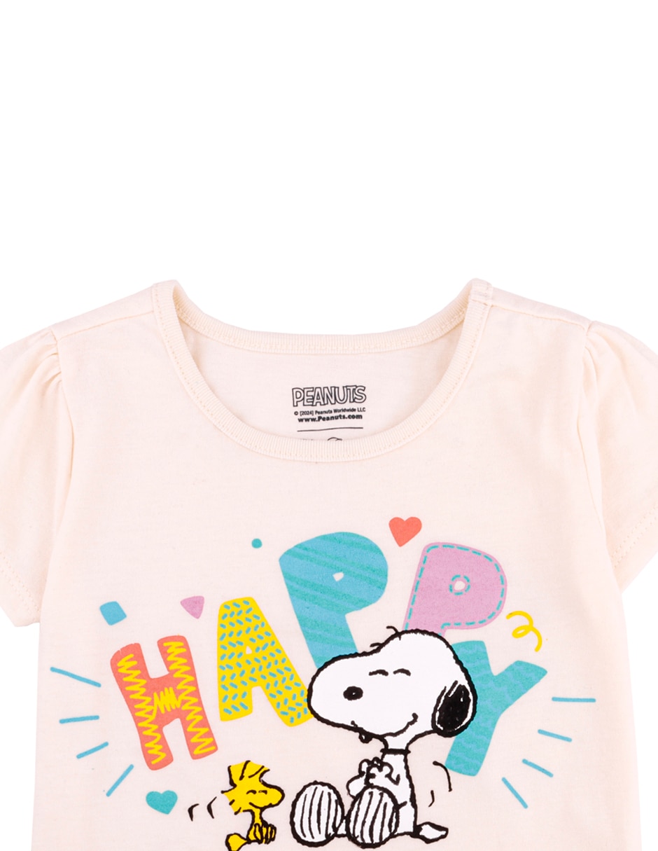 Playera Peanuts manga corta para bebé niña 3