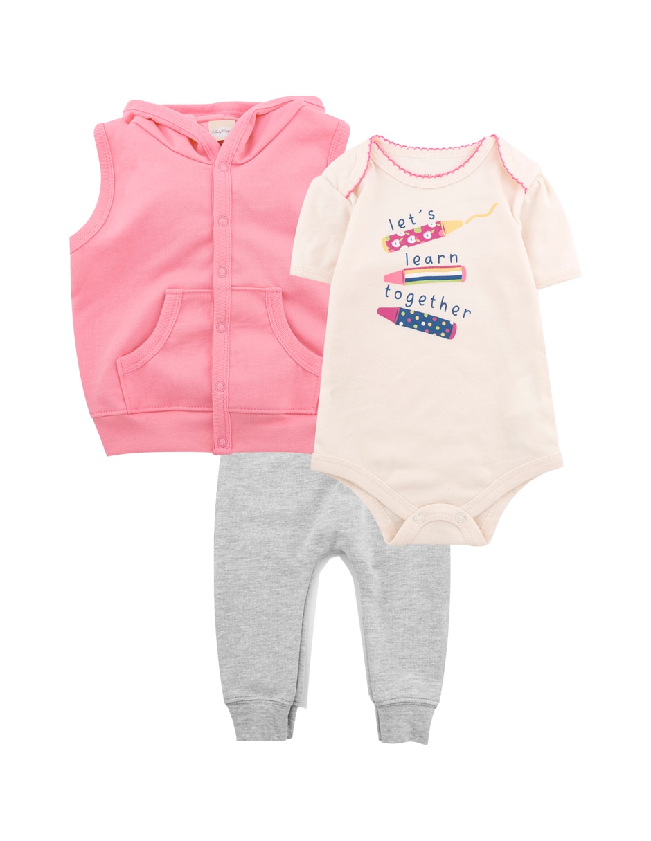 Conjunto casual de algodón para bebé niña 3 piezas