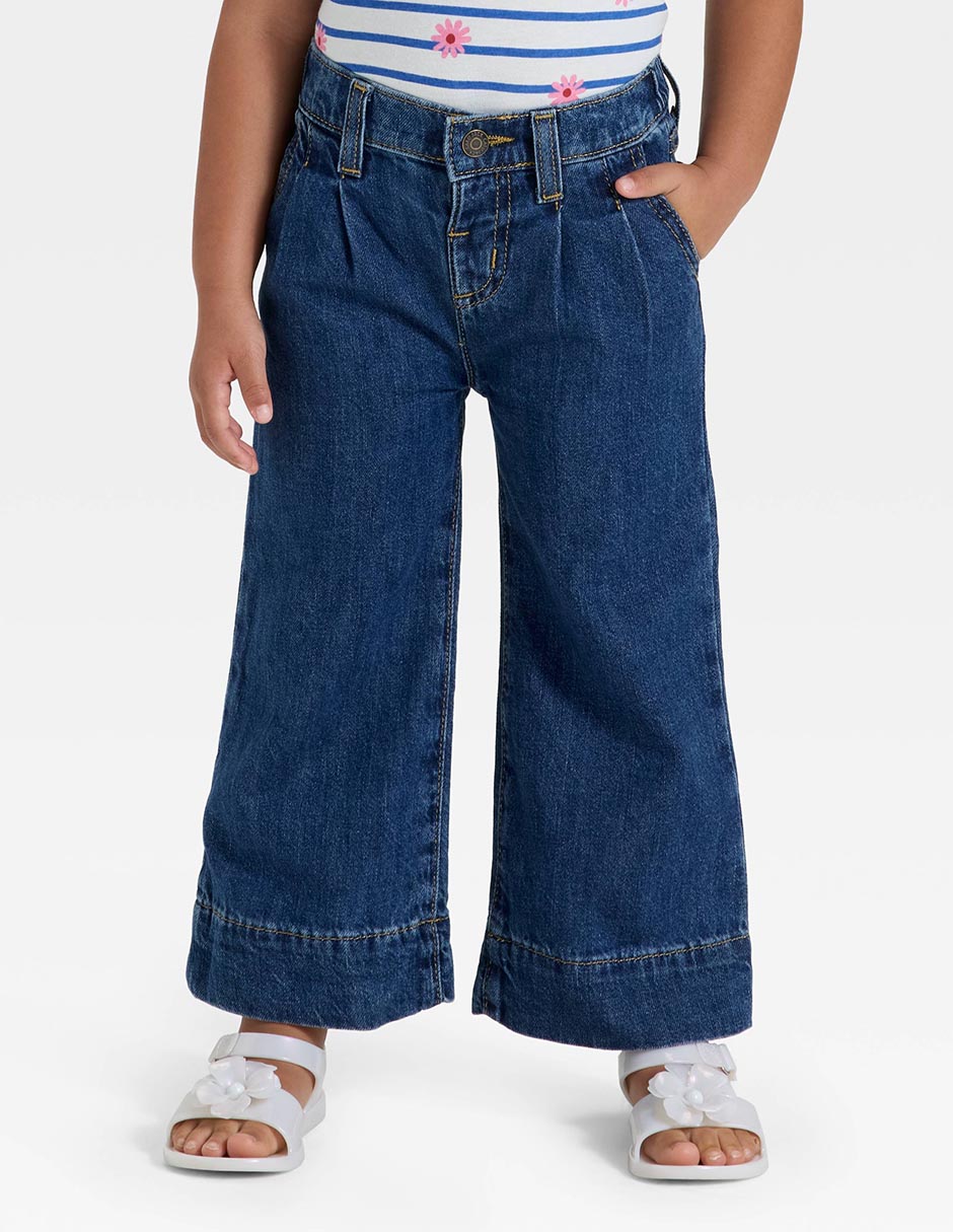 Jeans amplio lavado obscuro para niña Jeans amplio lavado obscuro para niña