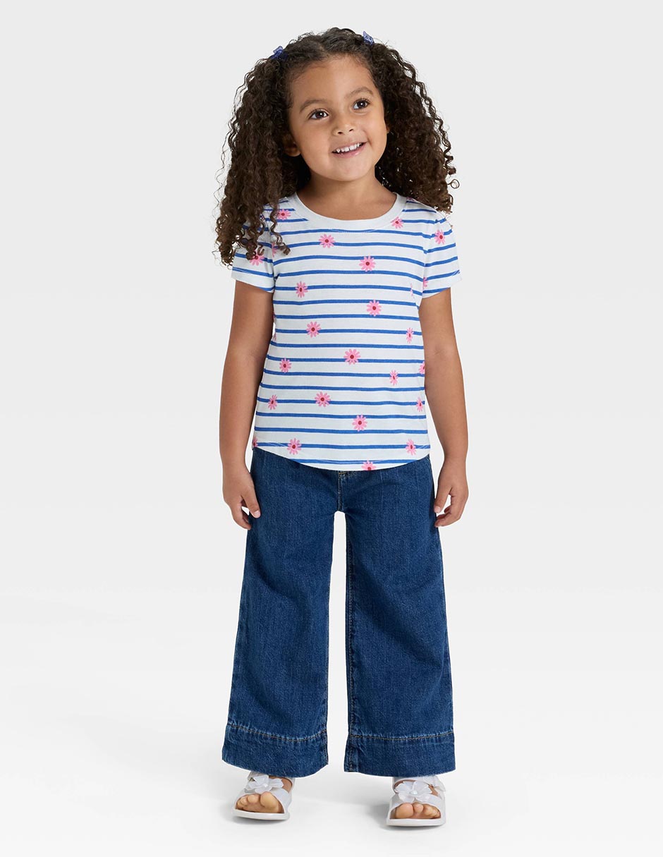 Jeans amplio lavado obscuro para niña 3