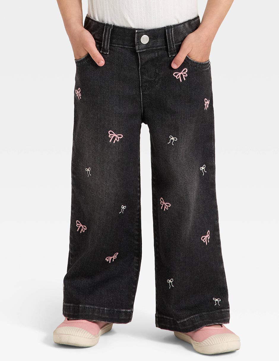 Jeans amplio lavado obscuro para niña Jeans amplio lavado obscuro para niña