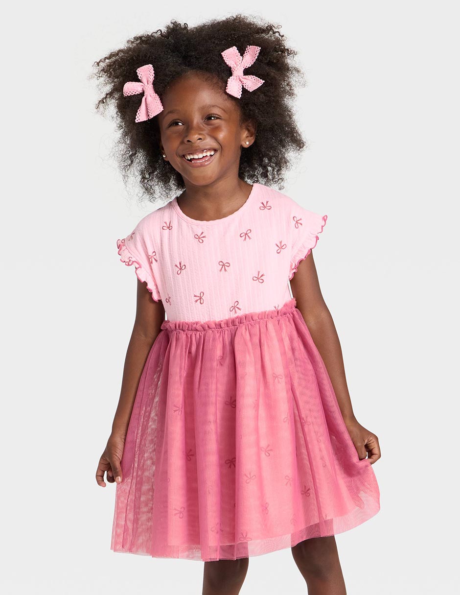 Vestido manga regular para niña