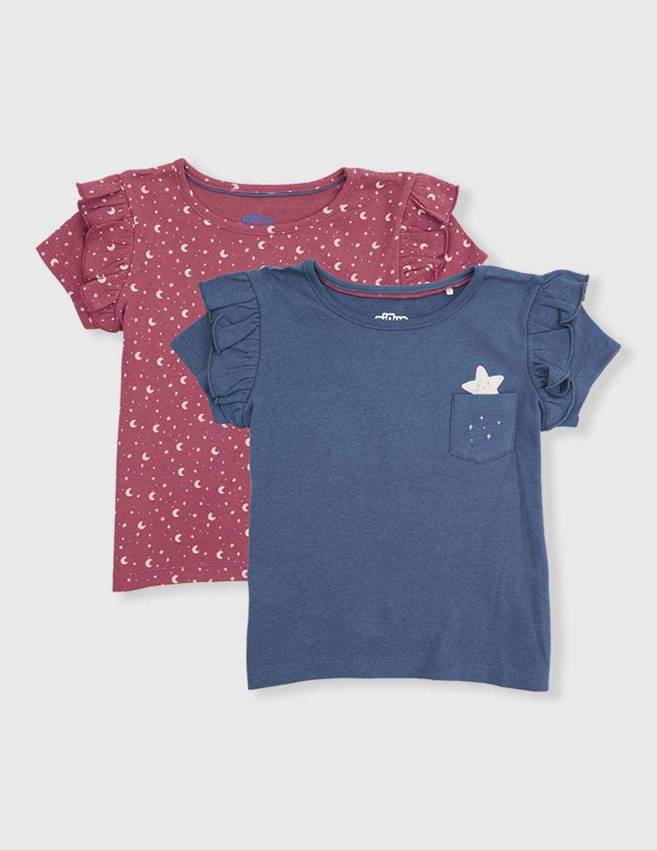 Set playera manga corta para bebé niña Set playera manga corta para bebé niña
