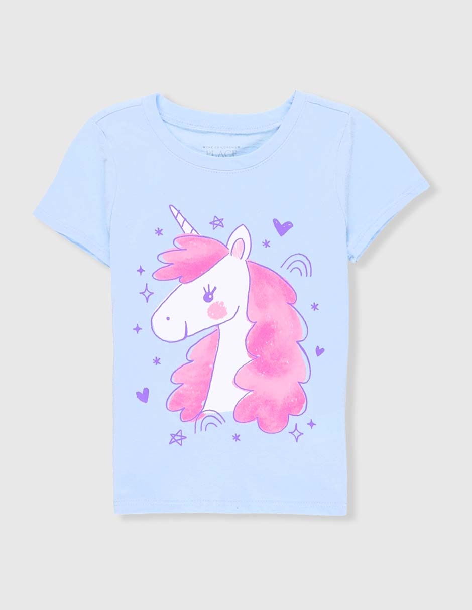 Playera unicornio manga corta para bebé niña