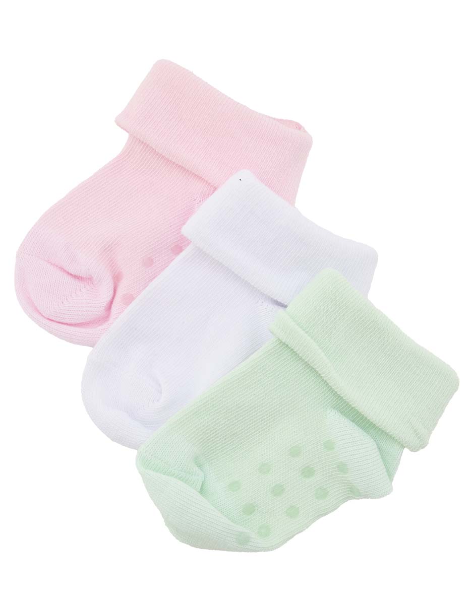 Set de calcetín antiderrapante de algodón para bebé niña 3 pares Set de calcetín antiderrapante de algodón para bebé niña 3 pares