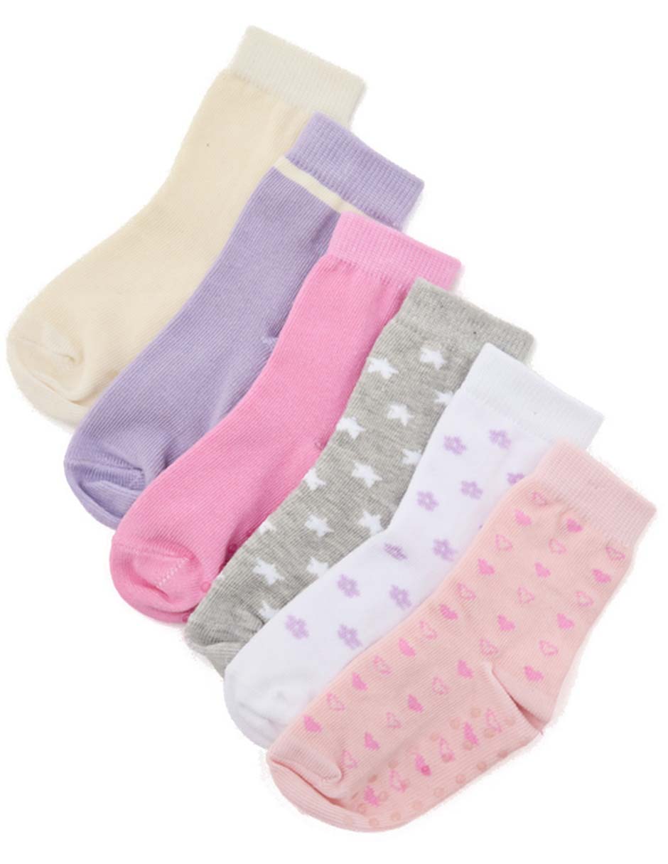 Set de calceta antiderrapante de algodón para bebé niña 6 pares Set de calceta antiderrapante de algodón para bebé niña 6 pares