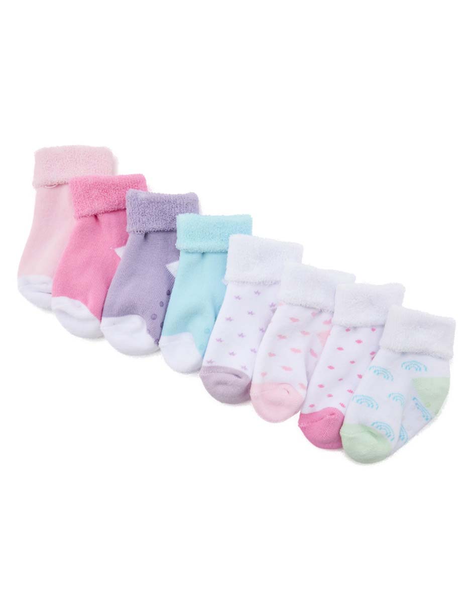 Set de tín antiderrapante de algodón para bebé niña 8 pares