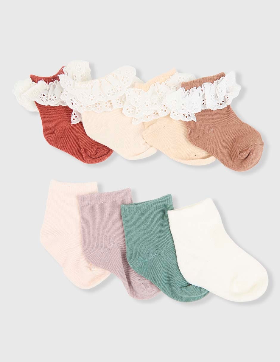 Set de calcetín de algodón para bebé niña 8 pares