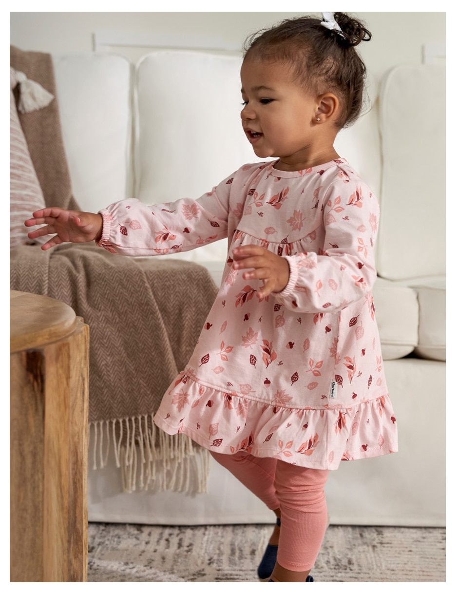 Conjunto vestido manga acampanada para niña 7