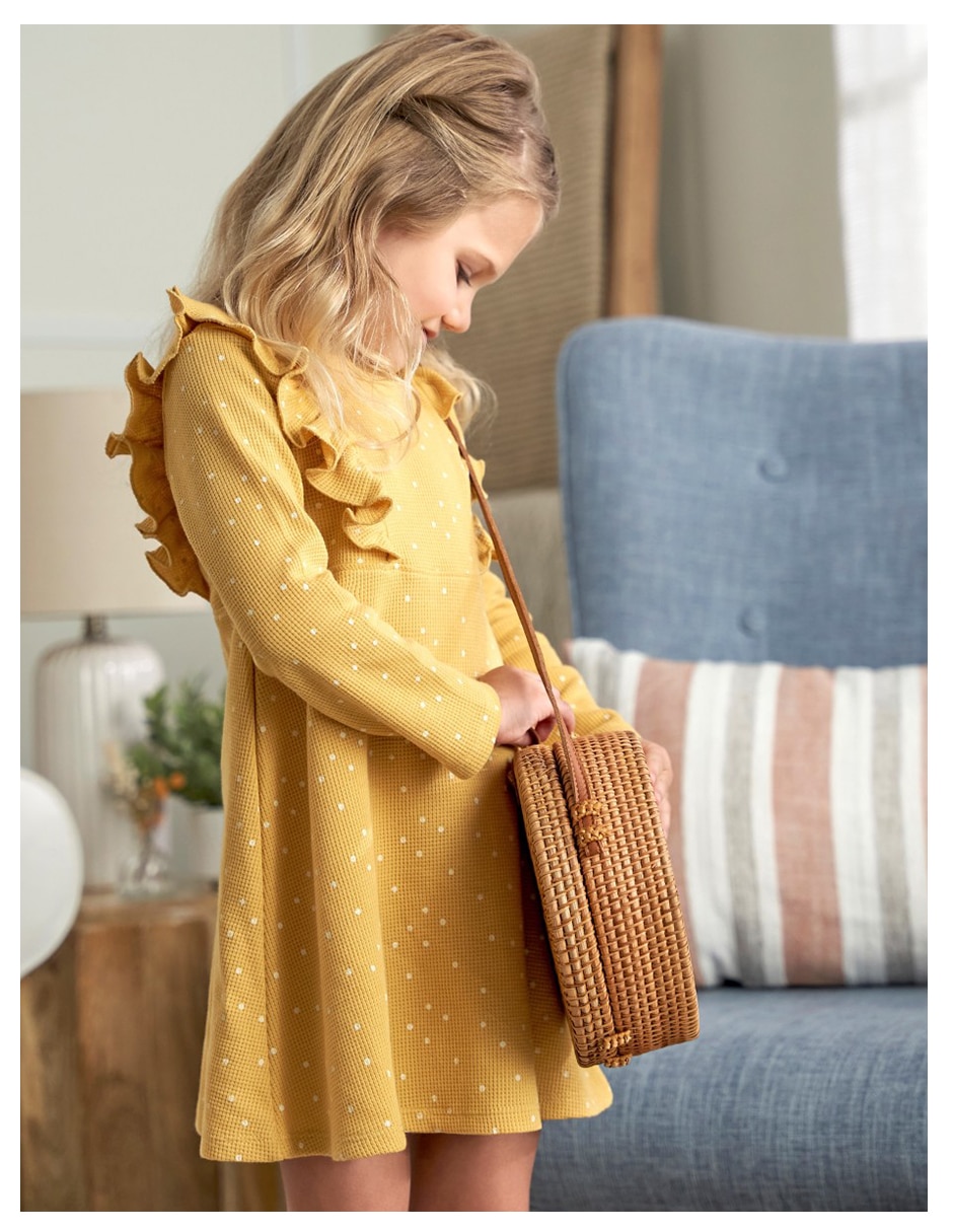Vestido manga acampanada para niña 7