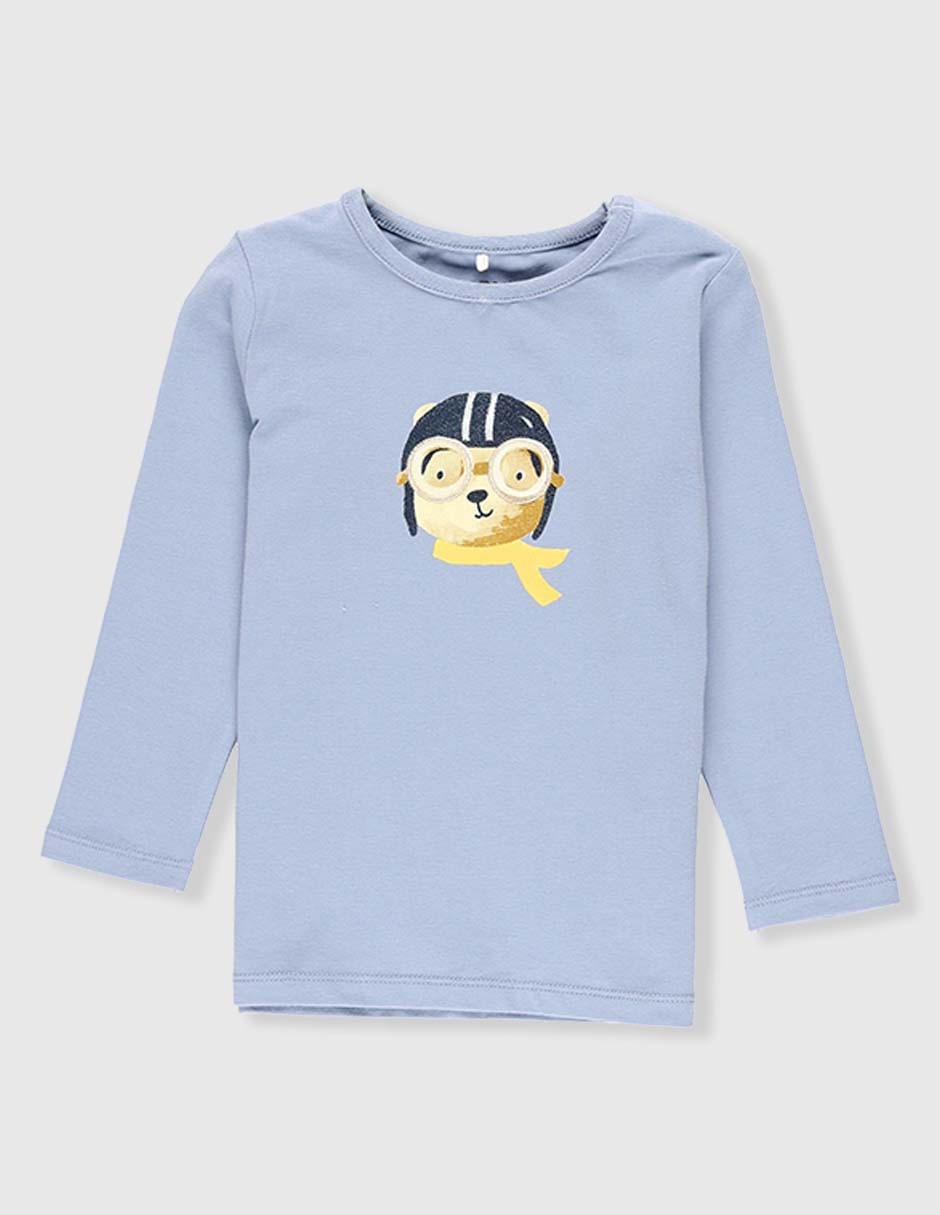 Playera Oso manga larga para bebé niño
