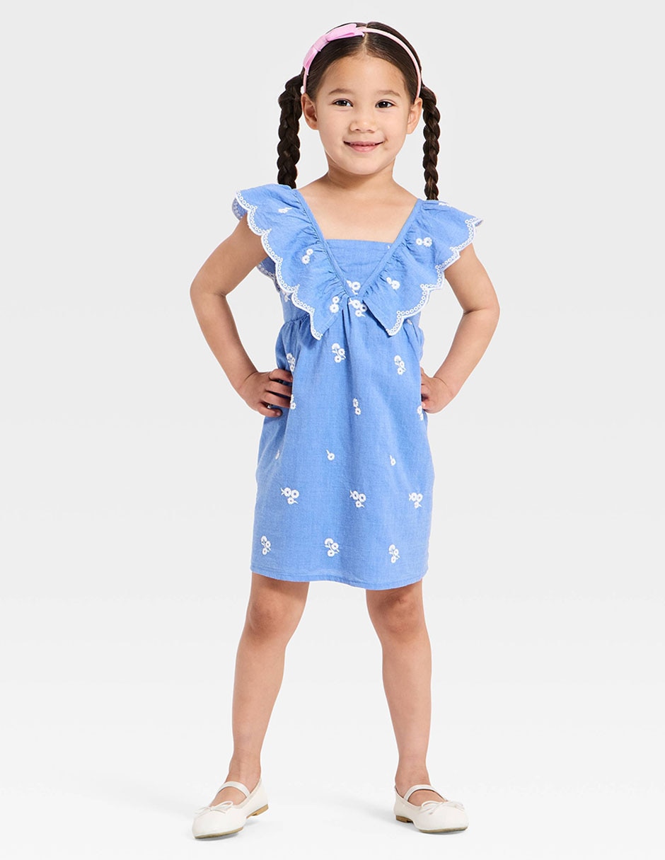 Vestido manga volantes para niña 3